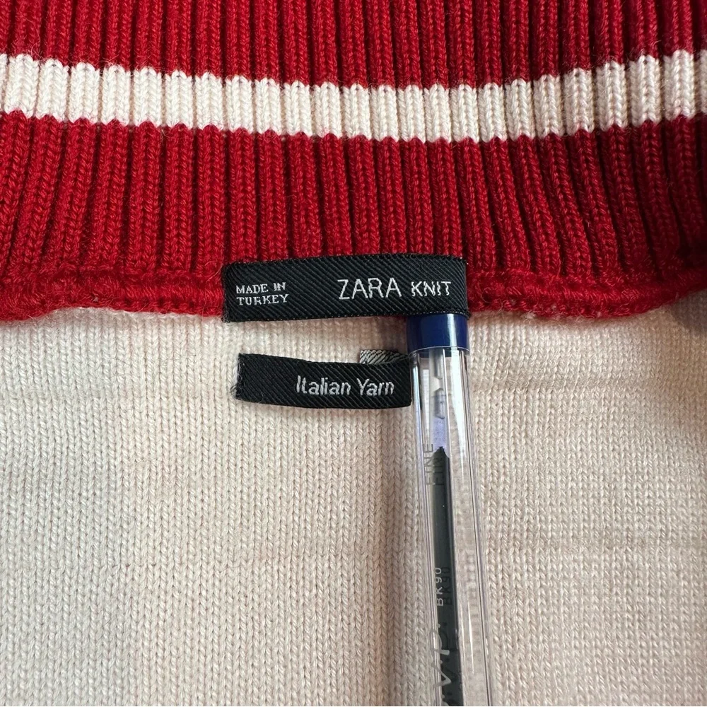Women’s Zara Knit Nordic Full Zip Italian Yarn Vintage Wool Sweater Size‎ Medium